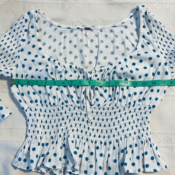 Free People Polka Dot Milkmaid Crop Top Small Cottagecore Boho Peasant Fairy - Picture 11 of 12